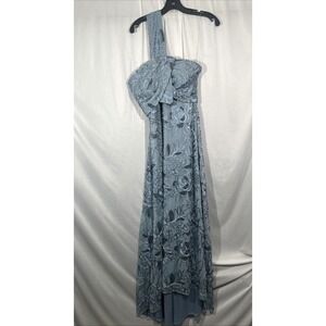 NEW JS Collections [ NO‎ SIZE ] One Shoulder Lace Embroidered Gown in Blue J1886